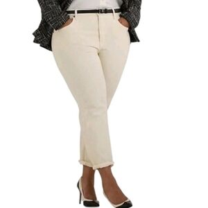 Lauren Ralph Lauren Women Jeans Size 20W Cream Relaxed Tapered Non Stretch New